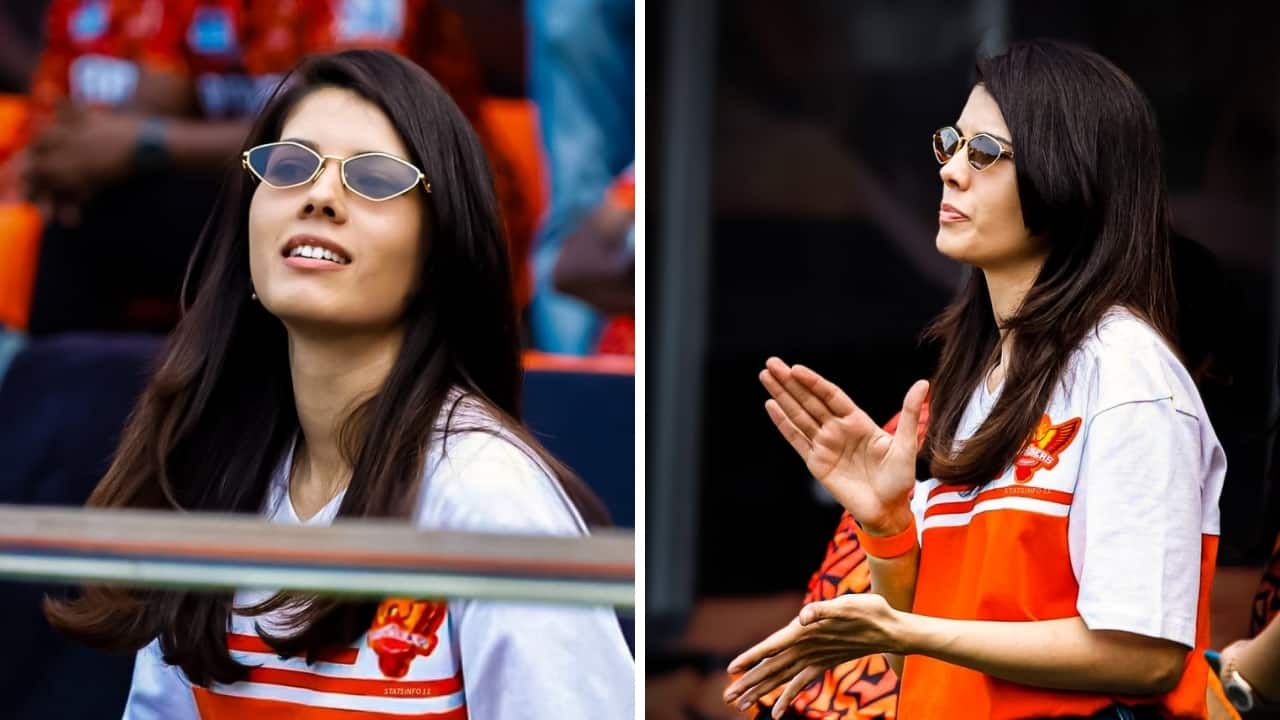 Kavya Maran in orange t shirt (Images: @statsinfo_11/Instagram)