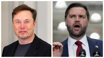 Tesla chief Elon Musk (L) and US Vice President JD Vance (Courtesy: Reuters)
