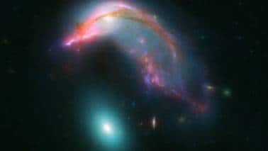 The penguin is a spiral galaxy undergoing strong tidal disruption. (Image: NASA//STScI/AURA)