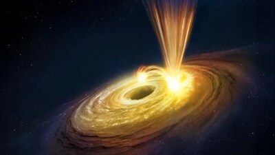 A supermassive black hole weighing about 30 million suns is blasting out winds travelling at nearly one-fifth the speed of light. (Image: ESA)