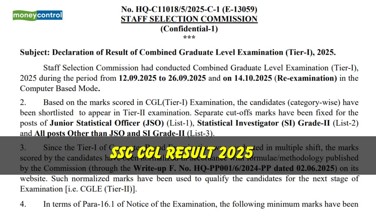 SSC CGL Tier 1 Result 2025 declared @ ssc.gov.in; check cutoff, direct link here
