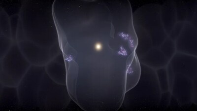 A mysterious cosmic scar reveals two massive stars that passed near our solar system millions of years ago (Image:  Leah Hustak)