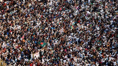 Supporters block the Shahbagh Square as they protest, demanding justice for the death of Sharif Osman Hadi, a student leader who had been undergoing treatment in Singapore after being shot in the head, in Dhaka, Bangladesh December 19, 2025. REUTERS/Mohammad Ponir Hossain