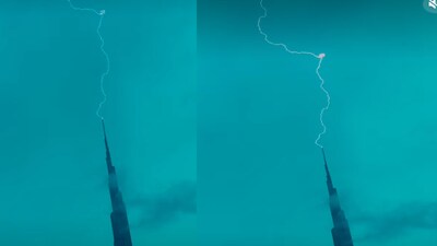 Lightning hits Burj Khalifa