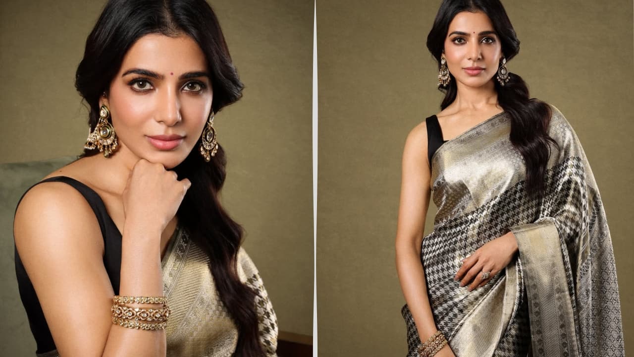 Samantha Ruth Prabhu looks ethereal in handwoven black Kanjeevaram silk saree