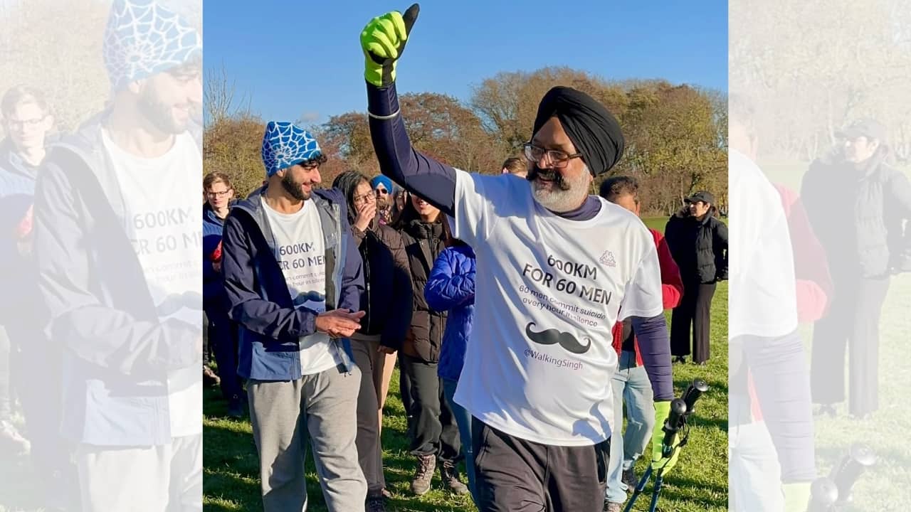 Walking Singh, from Punjab's Bhatinda, completes 710-km challenge for suicide prevention,  and men's mental health awareness in UK