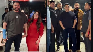 Salman Khan arrives with parents Salim and Salma Khan at Arbaaz–Shura’s wedding anniversary bash
