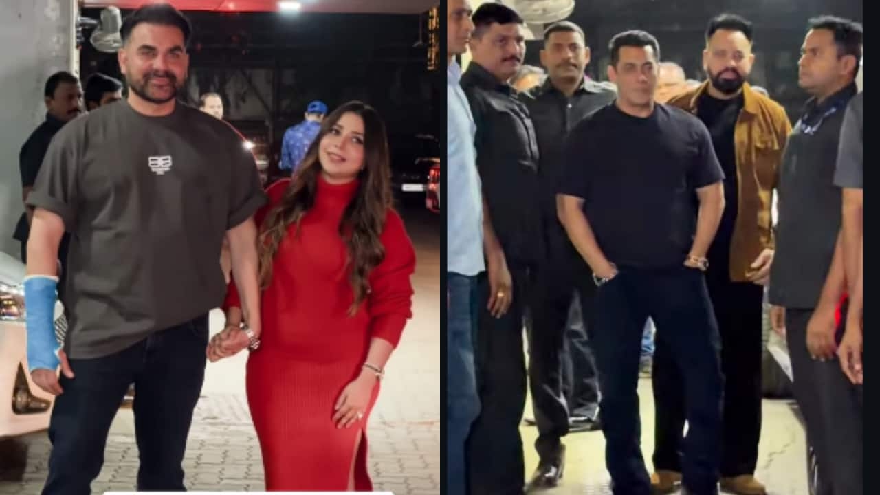 Salman Khan arrives with parents Salim and Salma Khan at Arbaaz–Shura’s wedding anniversary bash