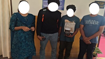 The woman has been identified as Sushmitha Devi, also known as Lilly, aged 21. The other accused are Ummidi Immanuel (25), G Sai Kumar (28), and Taraka Laxmikanth Ayyappa (24). (Photo: X/@hydcitypolice)