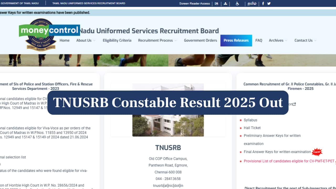 TNUSRB Constable Result 2025 Out: 18,689 Candidates Shortlisted for PMT PET; Link to Download PDF Here