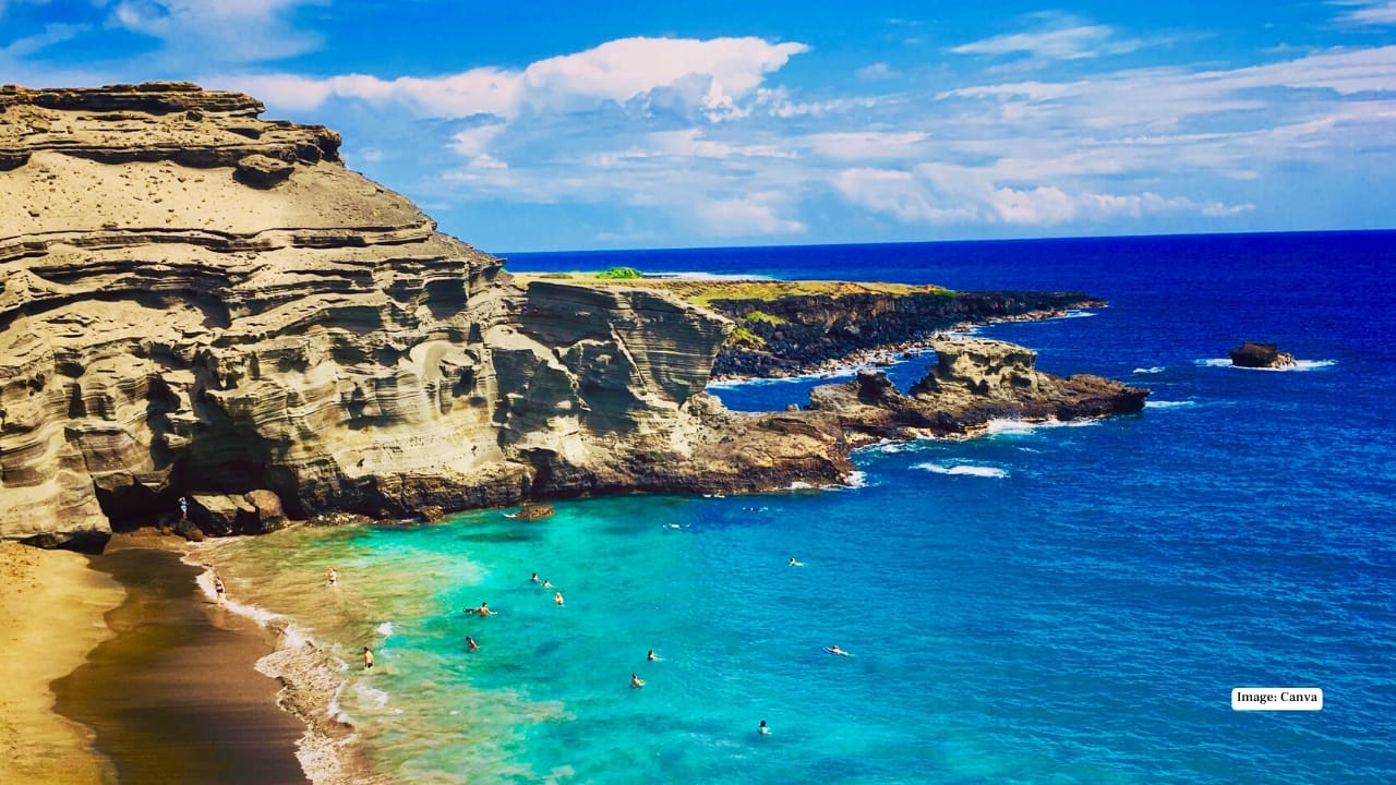 9. Papakōlea Beach – Hawaii, USA (Green Sand Beach) One of only four green sand beaches on the planet, Papakōlea owes its olive colour to olivine crystals from volcanic activity. Reaching it requires a hike, adding to its sense of rarity and reward.