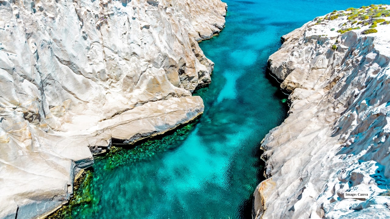 12. Sarakiniko – Milos, Greece With its chalk-white, moon-like rock formations carved by wind and sea, Sarakiniko looks more lunar than Mediterranean. The contrast between the white cliffs and deep blue water is visually unforgettable.