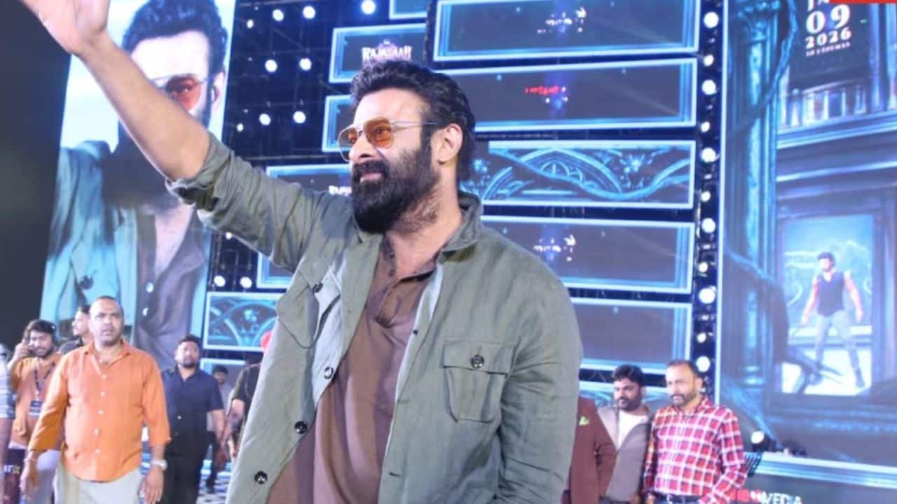 Baahubali Jai Ho…chant The fans as Prabhas arrives for his speech at Raja Saab event