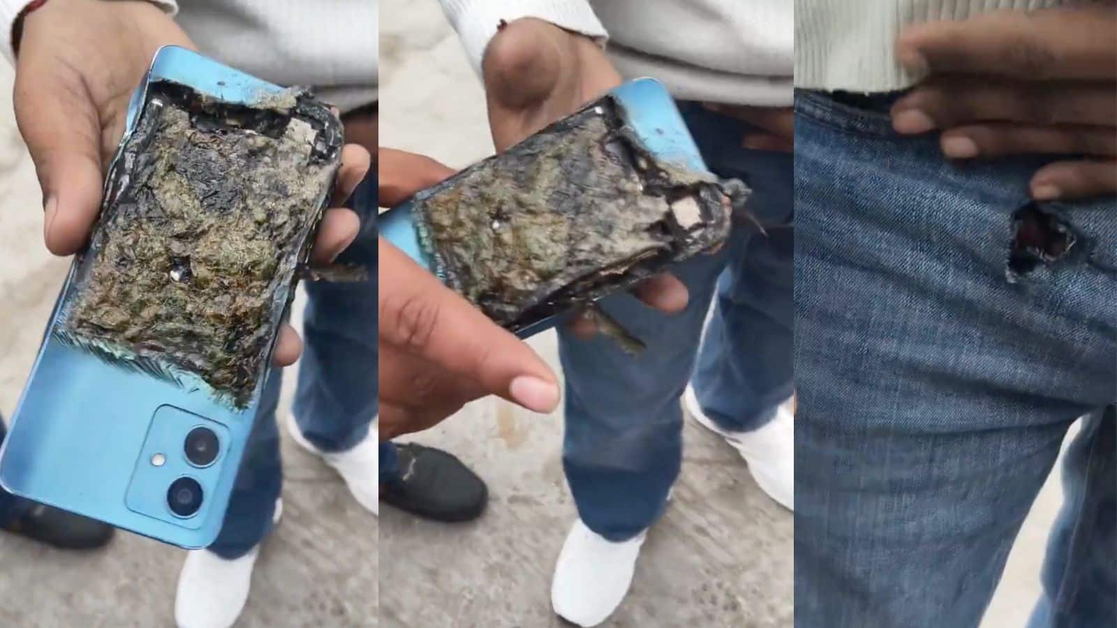 Motorola phone explodes in man's pocket, viral video shows burnt jeans and  charred device