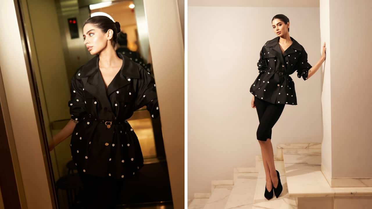 Retro Charm: Why not channel retro charm in a stylish polka-dot ensemble like Khushi Kapoor? She looks every bit lovely in this gorgeous black jacket with white polka dots, paired with knee-length black leggings. Pick a similar style and you won’t regret it!