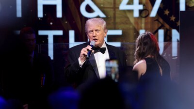 US President Donald Trump delivers remarks during a New Year's Eve party at his Mar-a-Lago Club in Palm Beach, Florida, U.S., December 31, 2025. REUTERS/Jonathan Ernst