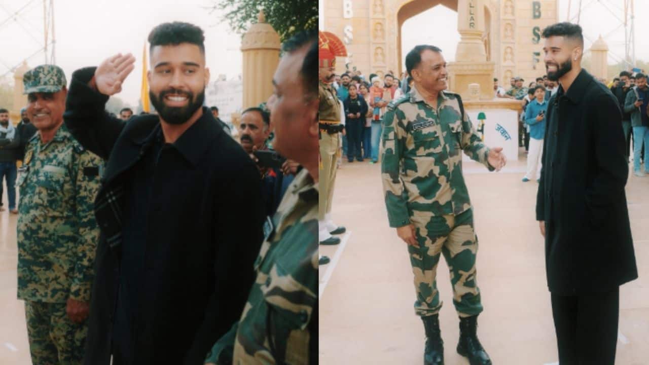 AP Dhillon rings in New Year with BSF soldiers at Longewala post; learns military salute