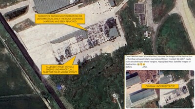 OSINT expert Damien Symon Symon shared a series of annotated satellite images to counter Pakistan's false narrative. (Image Source: X/Damien Symon)