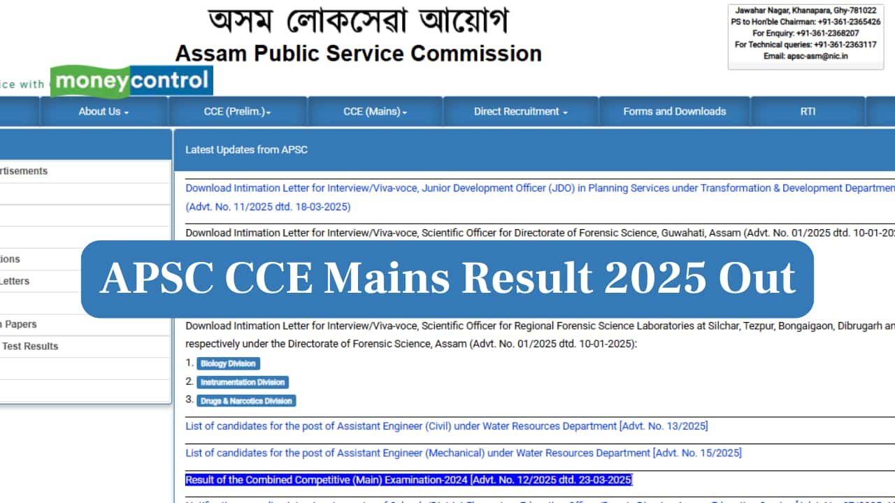 APSC CCE Mains Result 2025 Out at apsc.nic.in, Direct Link Here