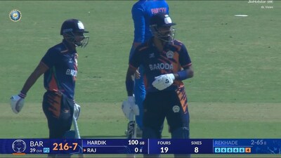 Hardik Pandya smashes five sixes in an over in Vijay Hazare Trophy