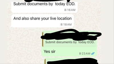 Screenshot of  a WhatsApp message shared by the employee on Reddit.