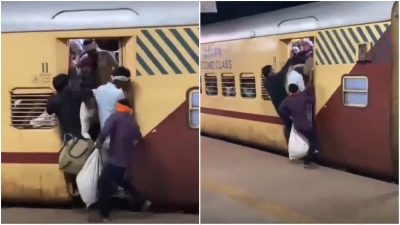 'Indians live like cockroaches': Netizens react to viral video of man struggling to board crowded train