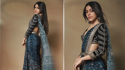 Alaya F dazzles in a saree from designer JJ Valaya's collection. (Picture Credit: Instagram/@alayaf)
