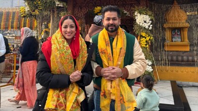 yami and aditya dhar at temple