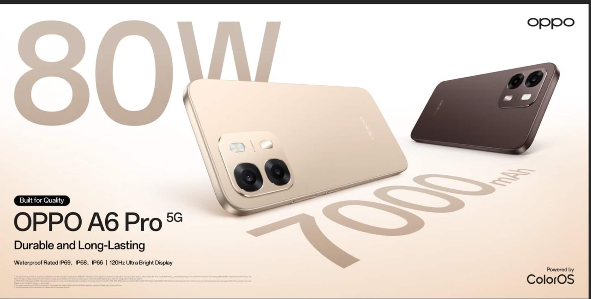 Oppo A6 Pro 5G launches in India with 80W charging, 7,000mAh battery, priced from Rs 21,999