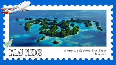 Visitors signing the Palau Pledge at Koror Airport, a conservation promise that begins every Palau holiday.