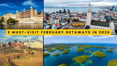 9 stunning February getaways around the world, from serene lakes to tropical beaches and snow-draped mountains.