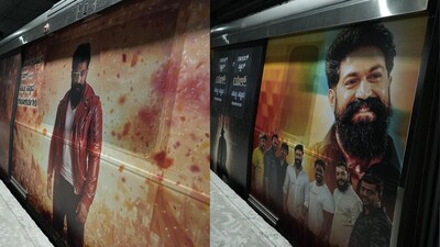 yash toxic poster in benglaru metro