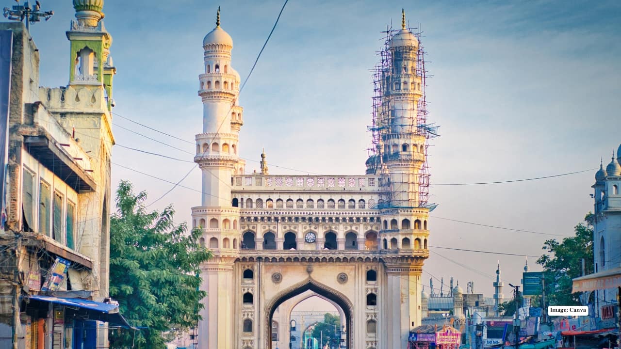 5. Charminar, Hyderabad, Telangana At the crossing of Hyderabad’s oldest streets stands the Charminar, part mosque and part urban anchor. Commissioned in 1591 by Muhammad Quli Qutb Shah, its four minarets overlook a sea of bangles, attar shops, and Irani cafés. The stucco motifs and proportions reflect the confident identity of the Qutb Shahi dynasty, which shaped Hyderabad into a cosmopolitan city. Travel tip: Arrive after sunset when the monument is lit and enjoy a walking tour through Laad Bazaar.