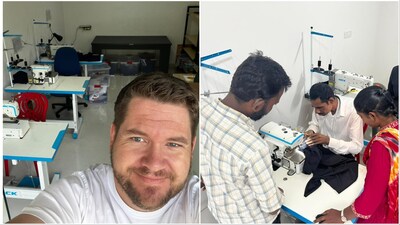 Chris  H owns a garment company in Bengaluru's Whitefield. (Right) A picture of his manufacturing unit. (Image credit: Moneycontrol)