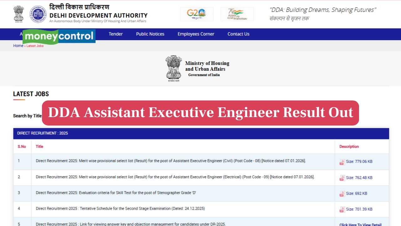 DDA Assistant Executive Engineer Result Out at dda.gov.in; Direct Link Here