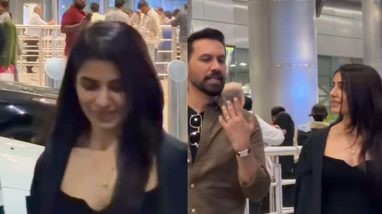 Samantha Ruth Prabhu shows off mangalsutra in casual airport appearance with Raj Nidimoru