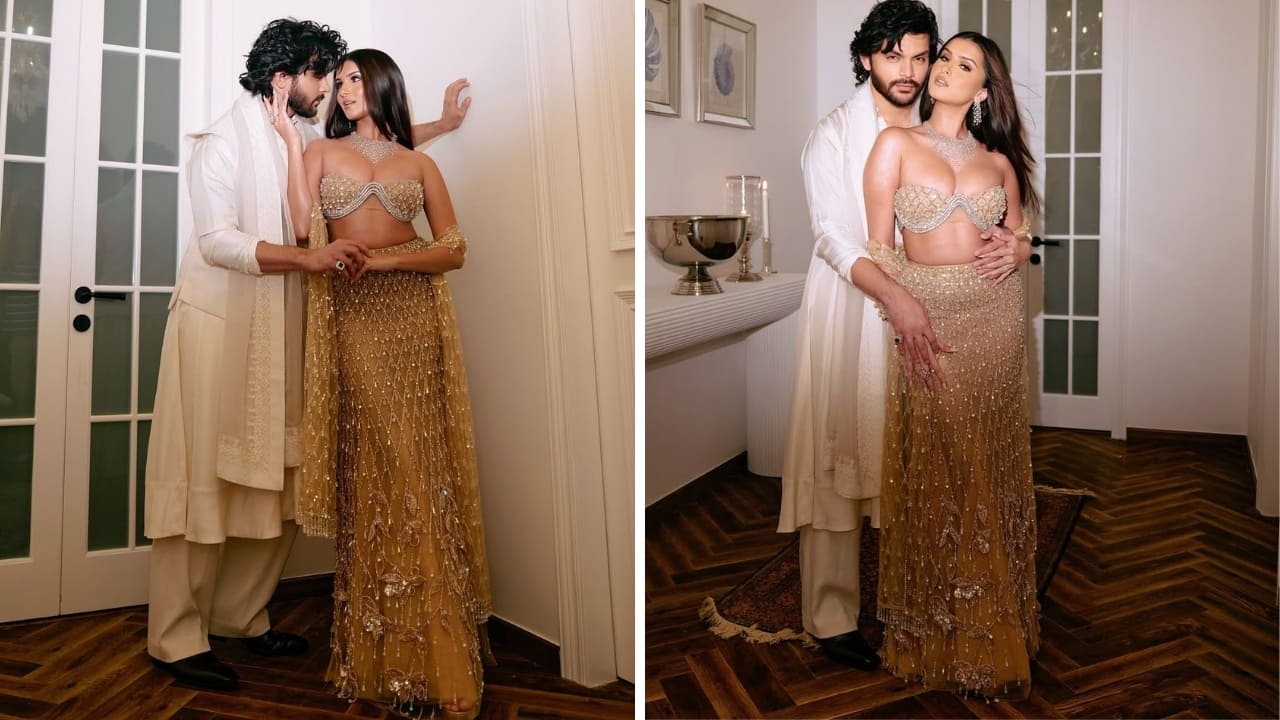 Tara Sutaria and Veer Pahariya in white kurta brown dress (Images: @tarasutaria/Instagram)