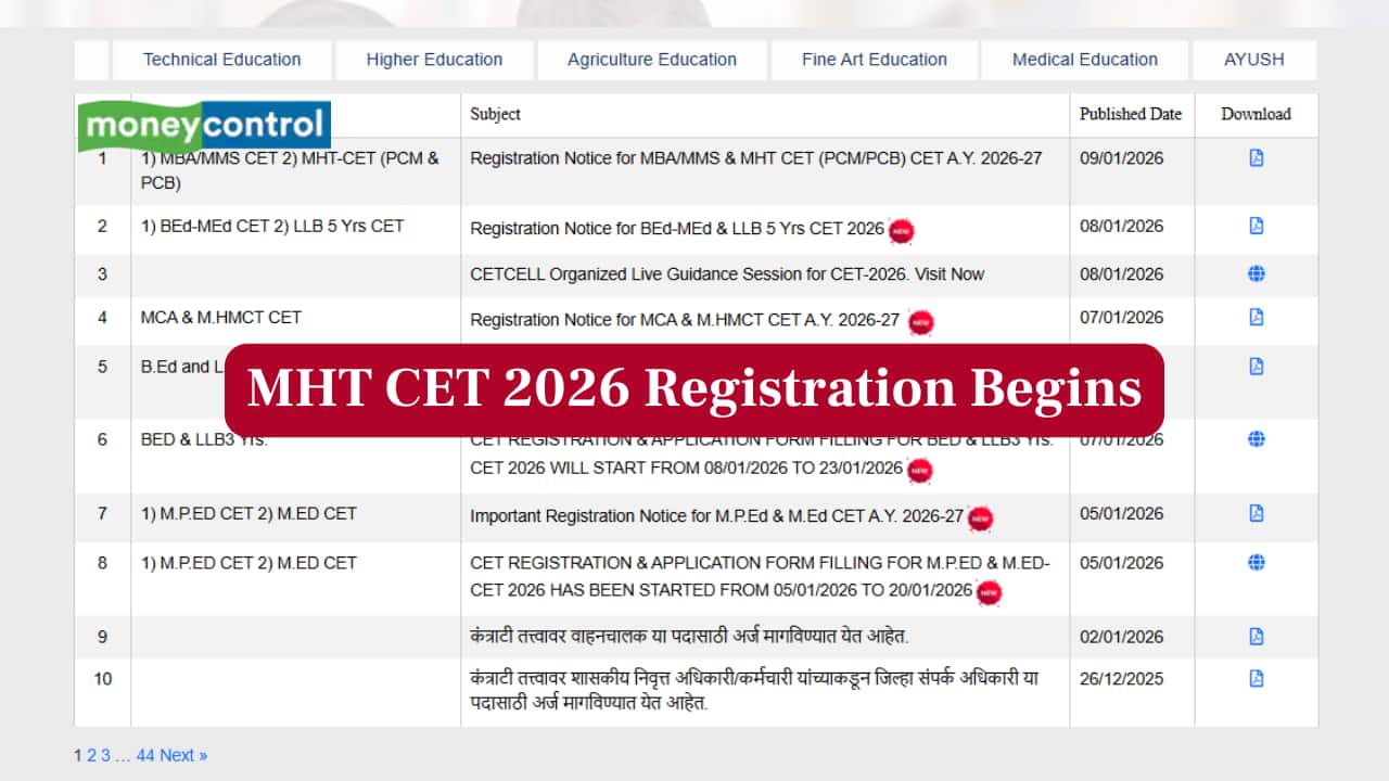 MHT CET 2026 Registration Begins for UG Courses, Direct Link to Apply Here