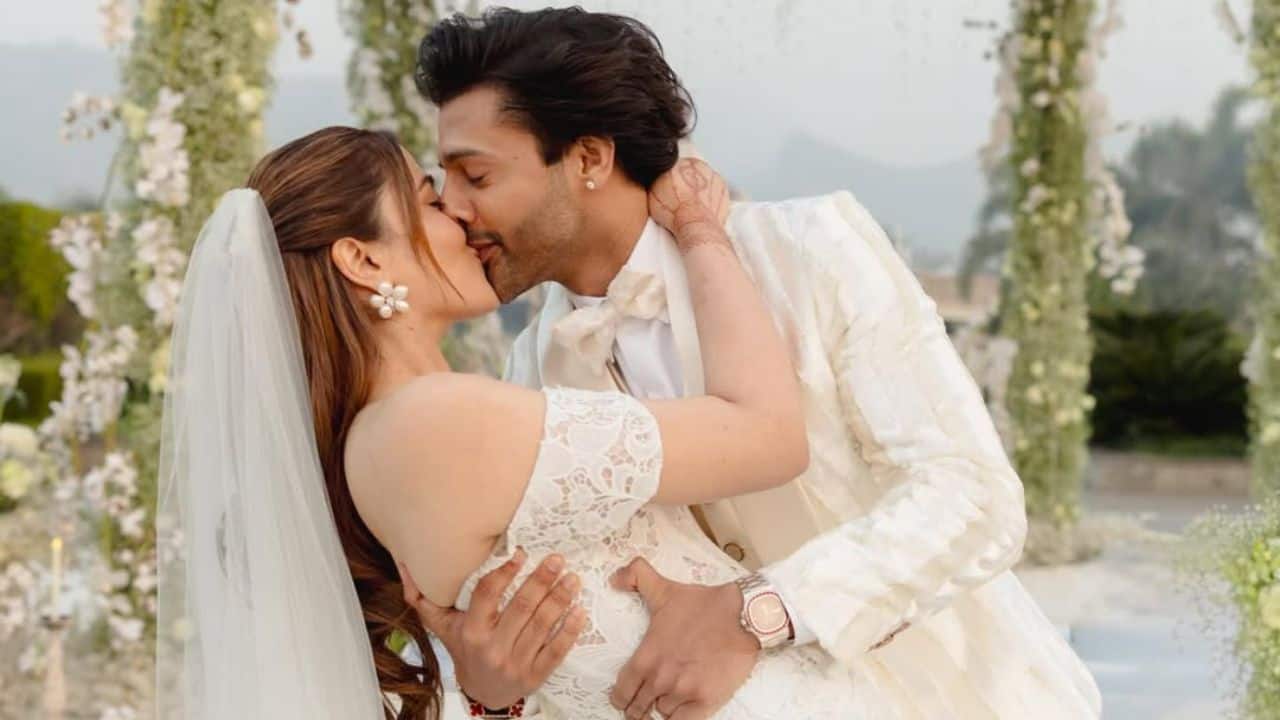 Fairytale wedding Nupur and Stebin shared a sweet smooch moment during their wedding. The couple tied the knot in a Fairytale wedding with her loved ones by their side.