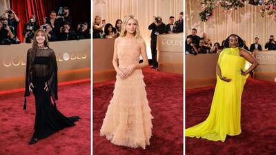 Lisa, Justine, Wunmi Mosaku on the red carpet at the 83rd Annual Golden Globes in Beverly Hills. (Photo: Reuters)