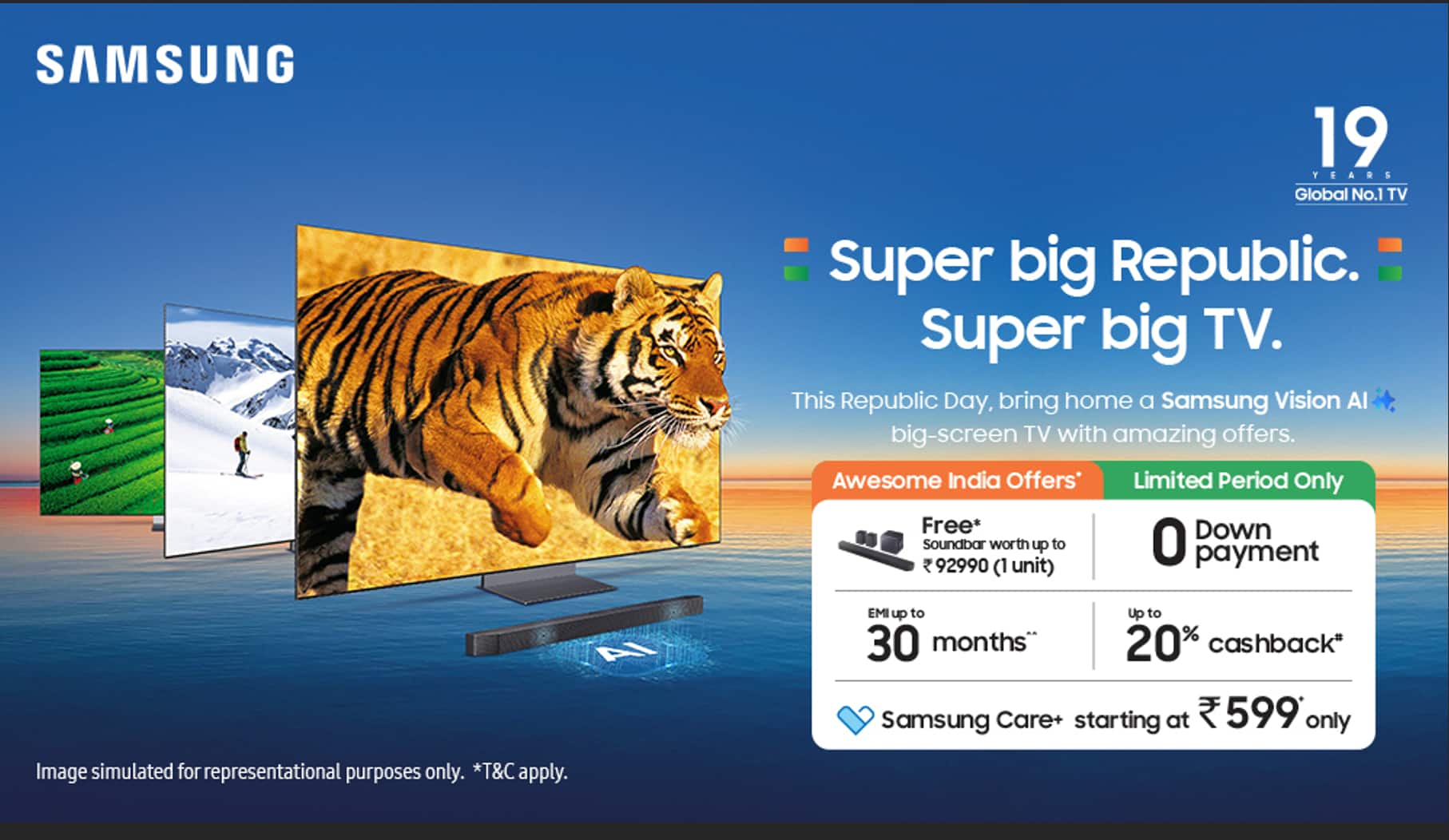 Samsung India launches ‘Super Big Republic, Super Big TV’ offers with free soundbar on Vision AI big-screen TVs