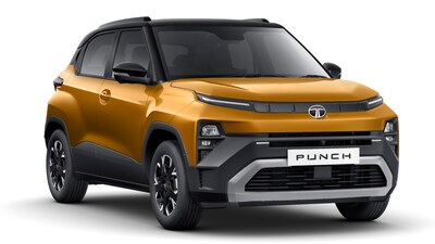 The Tata Punch facelift in the new Caramel colour.