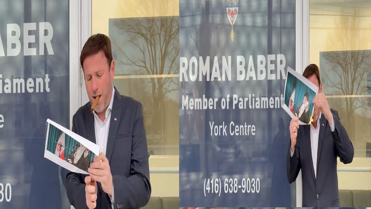 Canadian lawmaker joins viral Iran protest trend, lights cigar with Khamenei image