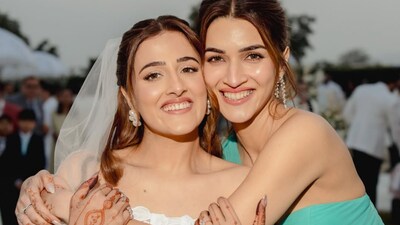 Kriti Sanon shares unseen moments from Nupur Sanon and Stebin Ben’s wedding, featuring mehendi rituals, emotional hugs, bridal entries, joyful ceremonies, family portraits, candid laughter, and celebratory dances, capturing love, sisterhood, and the warmth of an intimate, elegant wedding celebration.
