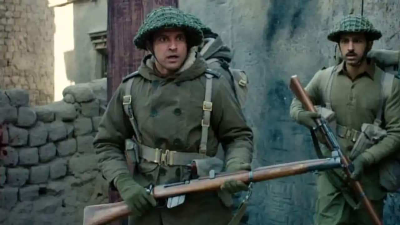 Farhan Akhtar – 120 Bahadur The renowned hero of the 1962 Indo-China War, Major Shaitan Singh PVC, is portrayed by Farhan Akhtar. Farhan, who is well-known for his rigorous training and dedication, promises a moving homage to one of India's most valiant soldiers with his physical metamorphosis and profound emotional depth. One of the most anticipated war movies in recent years is already 120 Bahadur.