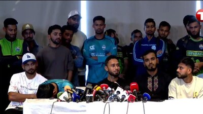 Bangladesh players during a press conference  called by Cricketers Welfare Association 