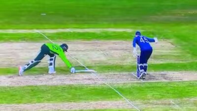 Pakistan U19 batter allows England keeper to run him out. (Photo: X)