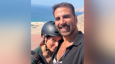 Taking to Instagram, Twinkle posted a video from their anniversary getaway that shows both of them skydiving against a picturesque backdrop.