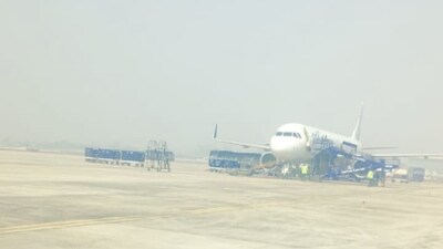 IndiGo Delhi–Bagdogra flight makes emergency landing in Lucknow after bomb threat. (Image: ANI)  