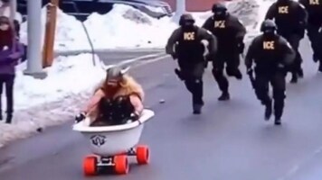 Fact check: Viral video of ICE agents chasing Viking man on streets is AI-generated
